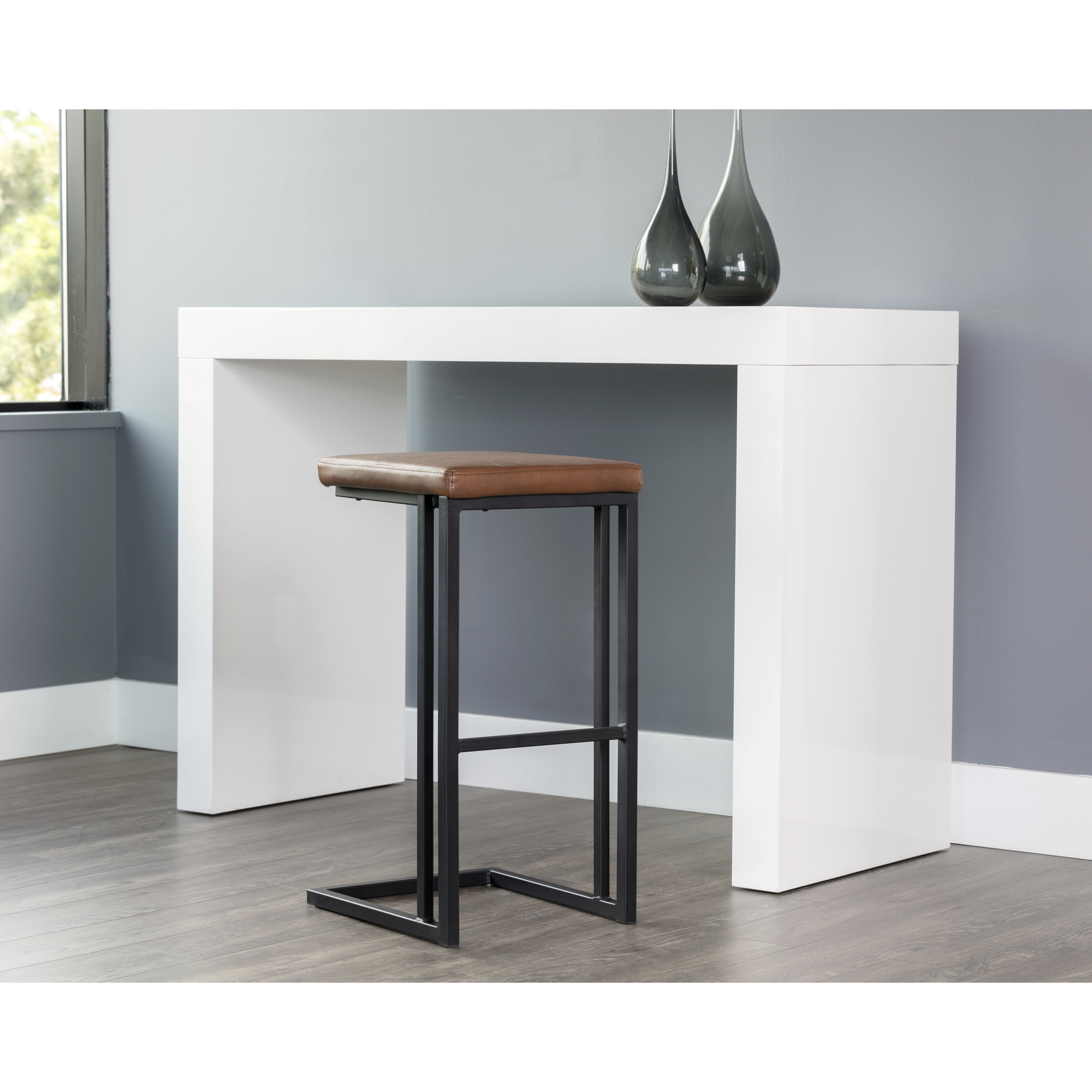 Boone 30 inch Black / Bravo Cognac Barstool, Set Of 2